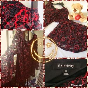 Red & black blouse, dressy